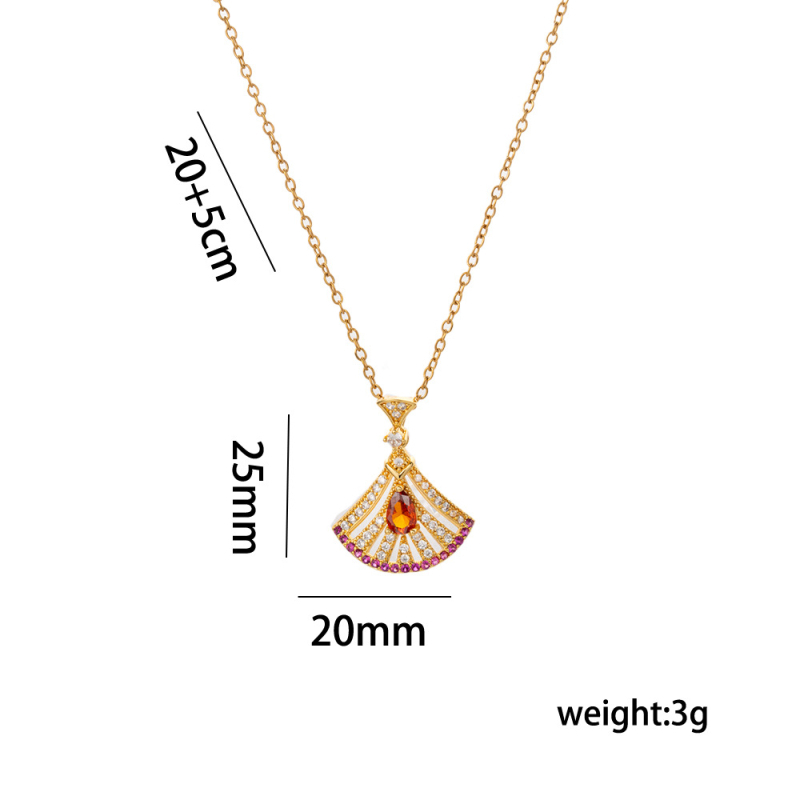 Fan alakú nyaklánc szett könnyed luxus stílussal, 18K aranyozott réz lánccal és cirkón medállal, hossz 41–50 cm, elegáns és kecses