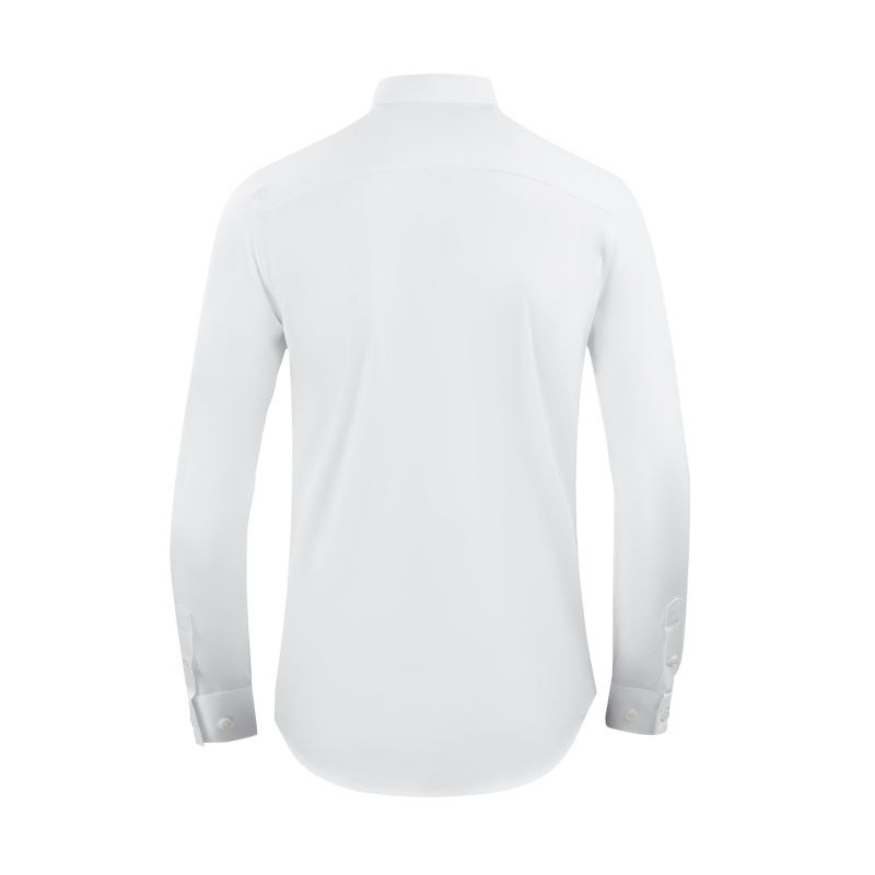 Cămașă bărbați cu mâneci lungi pentru toamnă-iarnă, decor cu logo, fără călcare, croială slim, amestec premium de bumbac