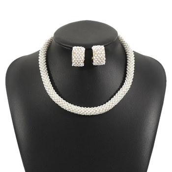 N12747 Elegantni set perlastih naušnica i ogrlice, francuski stil, za svečane događaje i vjenčanja