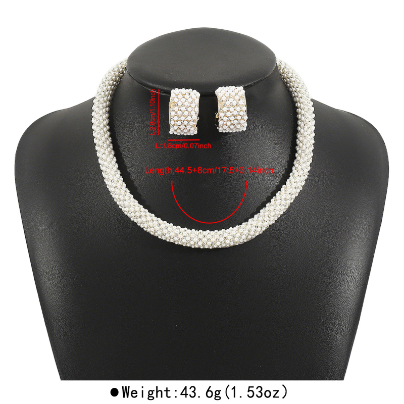 N12747 Elegantni set perlastih naušnica i ogrlice, francuski stil, za svečane događaje i vjenčanja