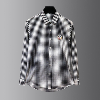 Férfi slim-fit ing hosszú ujjú, könnyed luxus stílus, casual kockás pamut ing