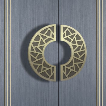 Polukružna uklesana staklena kvaka za vrata, klizna bez rama, od aluminijske legure, crna; dimenzije 100x200mm–250x500mm