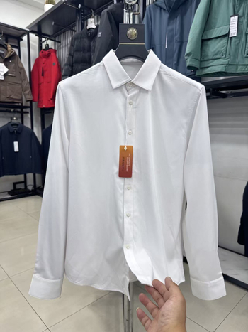 Haijia Férfi hosszú ujjú meleg egyszínű ing, üzleti casual, hegyes gallér, 4Q218A