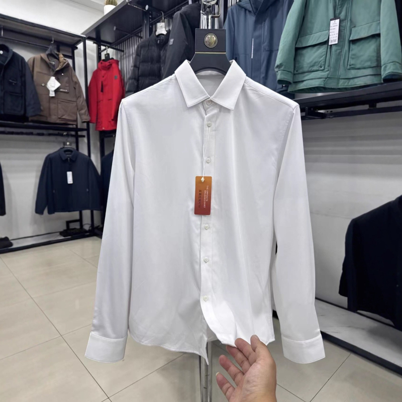 Haijia Férfi hosszú ujjú meleg egyszínű ing, üzleti casual, hegyes gallér, 4Q218A