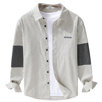 Muška prugasta košulja s dugim rukavima, slobodan kroj, za proljeće i jesen, casual urbano, s džepom, japanski retro stil