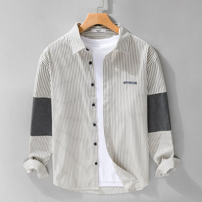 Muška prugasta košulja s dugim rukavima, slobodan kroj, za proljeće i jesen, casual urbano, s džepom, japanski retro stil