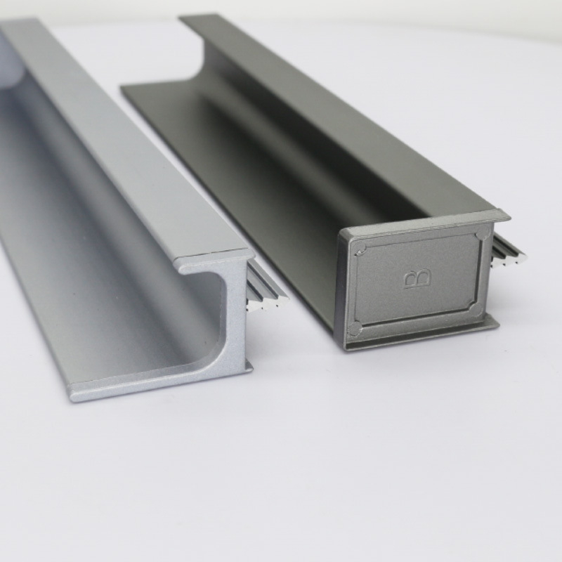 Ormarić L-oblik ručice za ladice i ormariće, aluminijski profil, završni kapak, ugradbeni dizajn, skrivena rubna brtva, za ploče debljine 18 mm