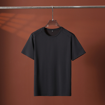Tricou fără călcare, cu textură de bambus, uscare rapidă, material Ice Silk, guler rotund, mâneci scurte, pentru bărbați, sport, ușor și respirabil