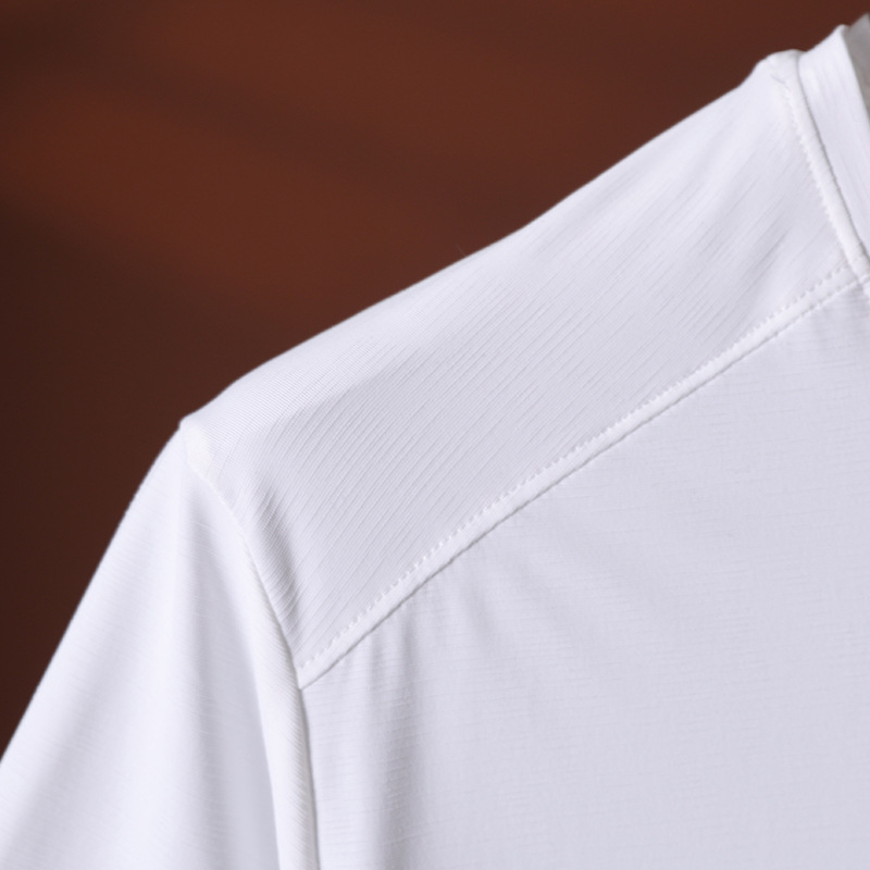 Tricou fără călcare, cu textură de bambus, uscare rapidă, material Ice Silk, guler rotund, mâneci scurte, pentru bărbați, sport, ușor și respirabil