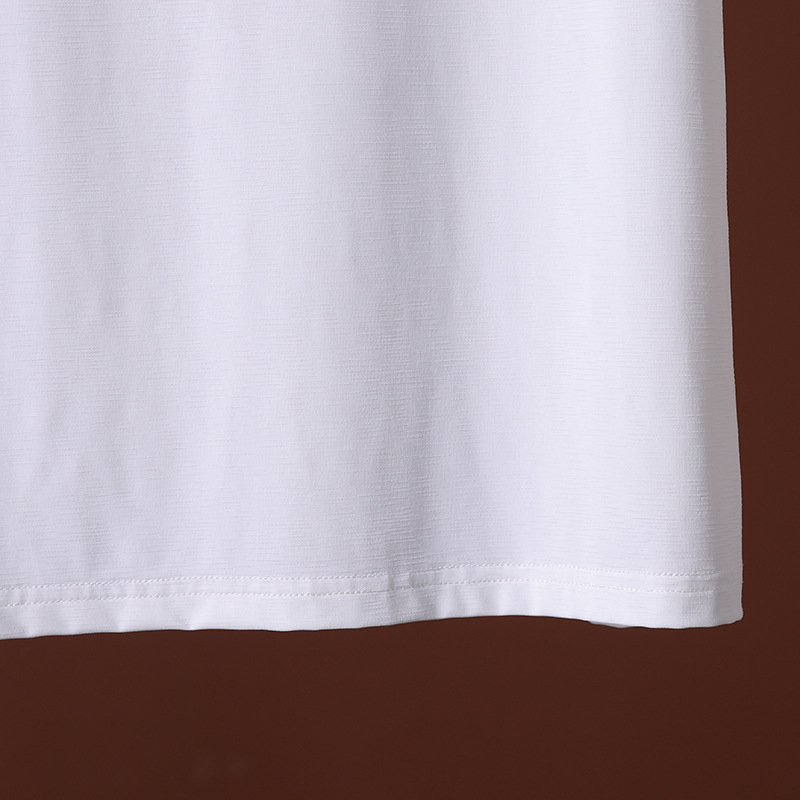 Tricou fără călcare, cu textură de bambus, uscare rapidă, material Ice Silk, guler rotund, mâneci scurte, pentru bărbați, sport, ușor și respirabil