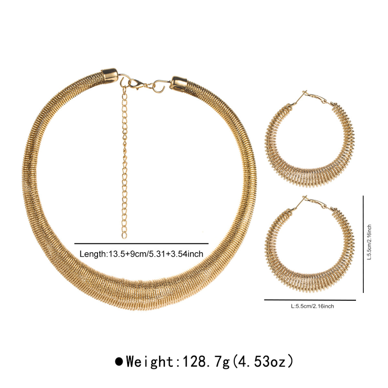 N12958 Geometrijski set naušnica s krugom i ogrlicom – minimalistički dizajn, elegantan i vrhunski nakit