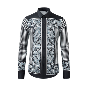 Muška košulja s dugim rukavima, bez glačanja, digitalni otisak s paunovim perom, casual stil, slim fit, poliester