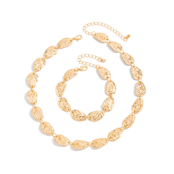 Boemski stil, retro luksuzni nakit s udarnom teksturom — set narukvice i ogrlice