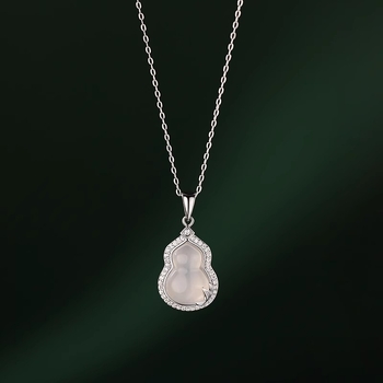 Difeng S999 Tiszta ezüst, fehér chalcedon medál, tök alakú, dekoltázsos nyaklánc, 2025-ös új modell nők számára