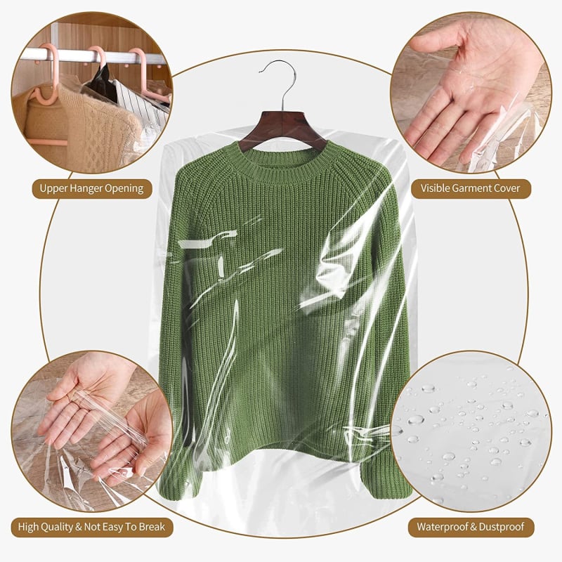 Husă transparentă din plastic pentru haine, protecție împotriva prafului, 60 × 90 cm (ZLP221214011)