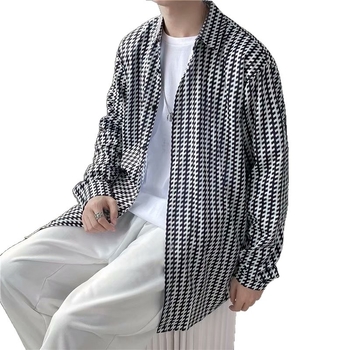 Férfi ing koreai stílusban, slim-fit, modern üzleti-kazual fazon fodrászoknak