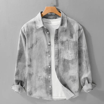 Férfi hosszú ujjú tie-dye mintás ing – laza, mindennapi felső, 2026-os trend