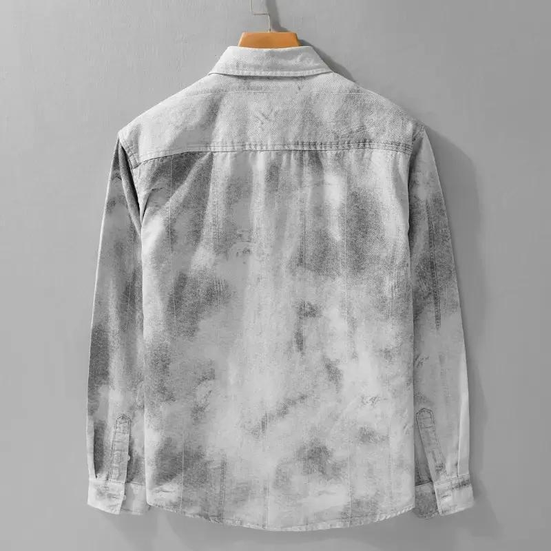 Férfi hosszú ujjú tie-dye mintás ing – laza, mindennapi felső, 2026-os trend