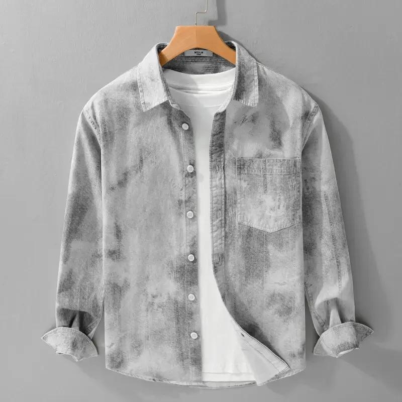 Férfi hosszú ujjú tie-dye mintás ing – laza, mindennapi felső, 2026-os trend