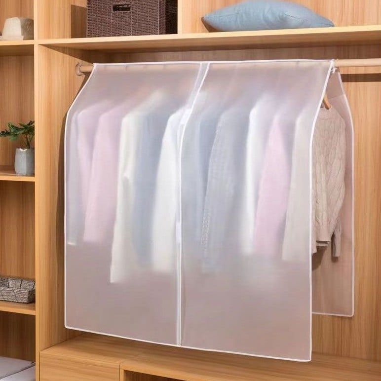 Cuier de podea cu husă transparentă anti-praf, garderobă deschisă, complet închisă și impermeabilă