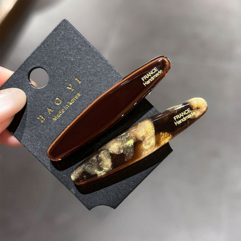 Koreai aranyozott acetát hajcsat nőknek, elegáns stílus, frufruhoz és oldalsó hajhoz