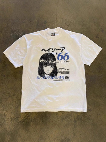 Férfi rövid ujjú póló, 250 g súlyú vastag pamut, oversize szabás, pár témájú grafika Shibuya lány mintával, laza fazon, nyár