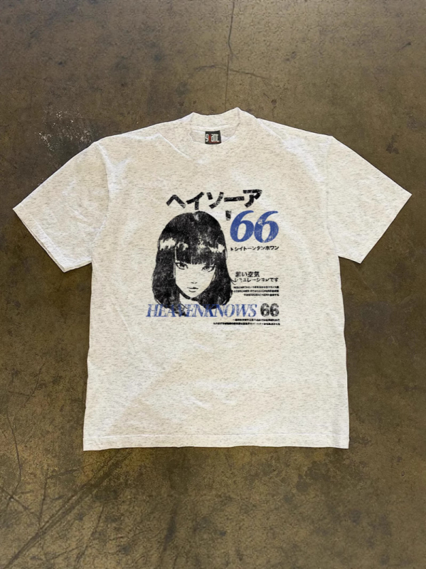 Férfi rövid ujjú póló, 250 g súlyú vastag pamut, oversize szabás, pár témájú grafika Shibuya lány mintával, laza fazon, nyár