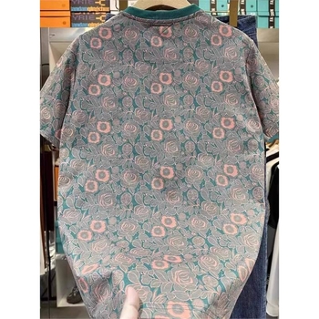 Muška majica s printom u korejskom stilu, kratkih rukava, uski kroj, okrugli izrez, lagan materijal