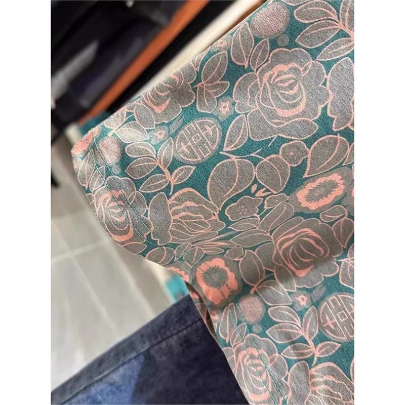 Muška majica s printom u korejskom stilu, kratkih rukava, uski kroj, okrugli izrez, lagan materijal