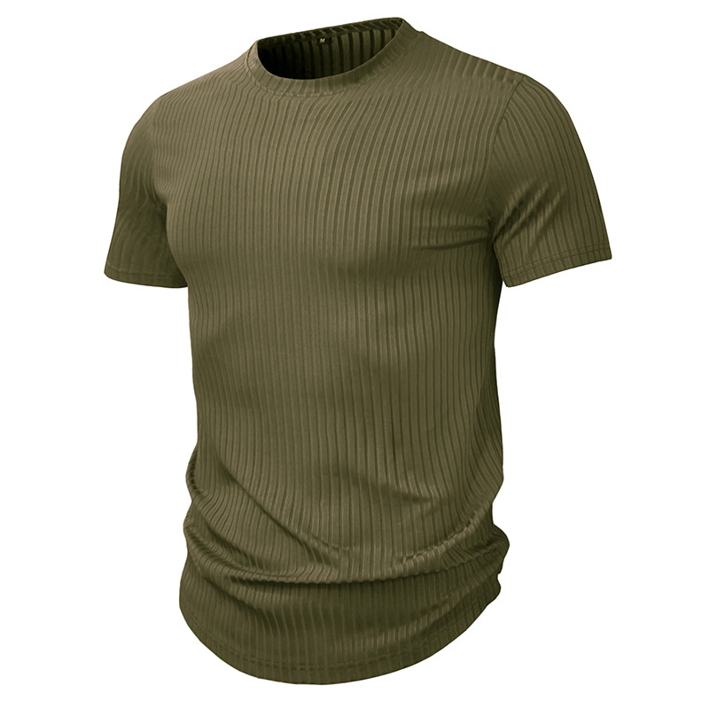 Férfi slim-fit sportos rövid ujjú felső, kerek nyakú, lélegző, gyorsan száradó