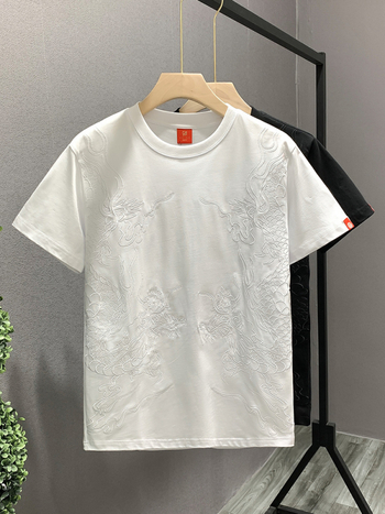 Muški T-shirt s vezom, kratki rukavi, ležernog kroja, lagani luksuz