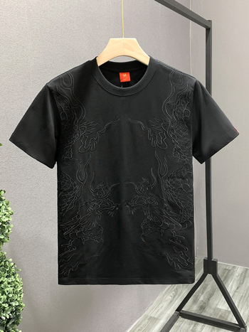 Muški T-shirt s vezom, kratki rukavi, ležernog kroja, lagani luksuz