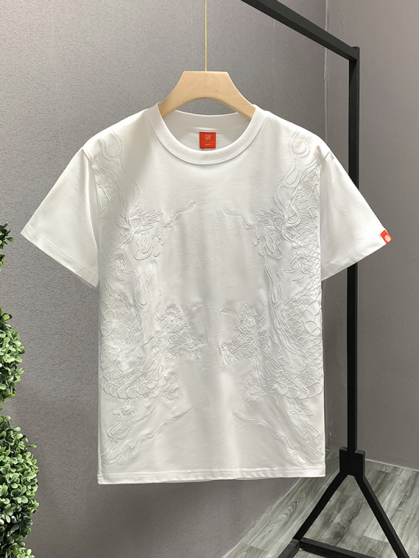 Muški T-shirt s vezom, kratki rukavi, ležernog kroja, lagani luksuz