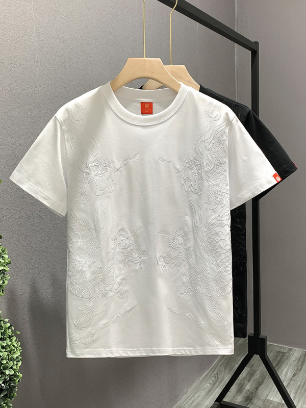 Muški T-shirt s vezom, kratki rukavi, ležernog kroja, lagani luksuz