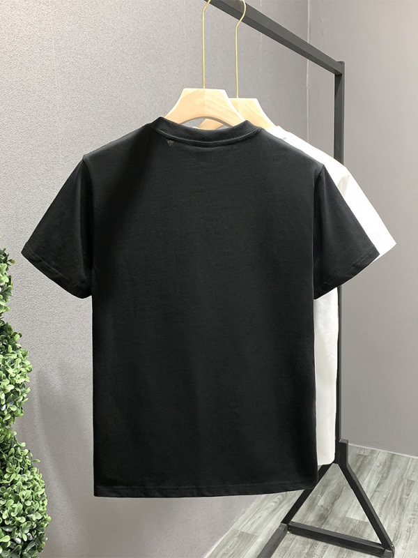 Muški T-shirt s vezom, kratki rukavi, ležernog kroja, lagani luksuz