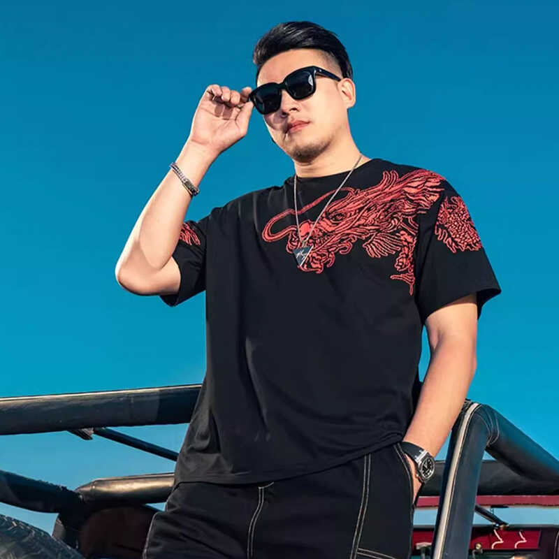 Muško ljetno T-shirt kratkih rukava od Ice Silk, udoban kroj, plus veličina, otisak