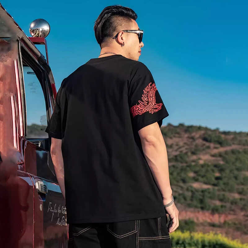Muško ljetno T-shirt kratkih rukava od Ice Silk, udoban kroj, plus veličina, otisak