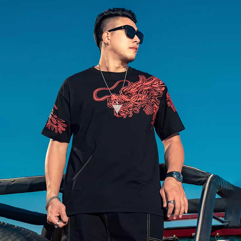 Muško ljetno T-shirt kratkih rukava od Ice Silk, udoban kroj, plus veličina, otisak
