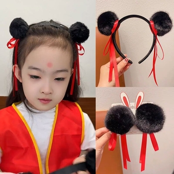 Dječji dodaci za kosu Nezha cosplay – kuglica za kosu s crvenom vrpcom, traka za glavu i kopča za kosu