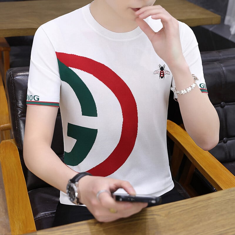 Muški T-shirt Harajuku stil, okrugli izrez, kratki rukav, pletene od konoplje