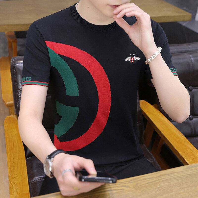 Muški T-shirt Harajuku stil, okrugli izrez, kratki rukav, pletene od konoplje