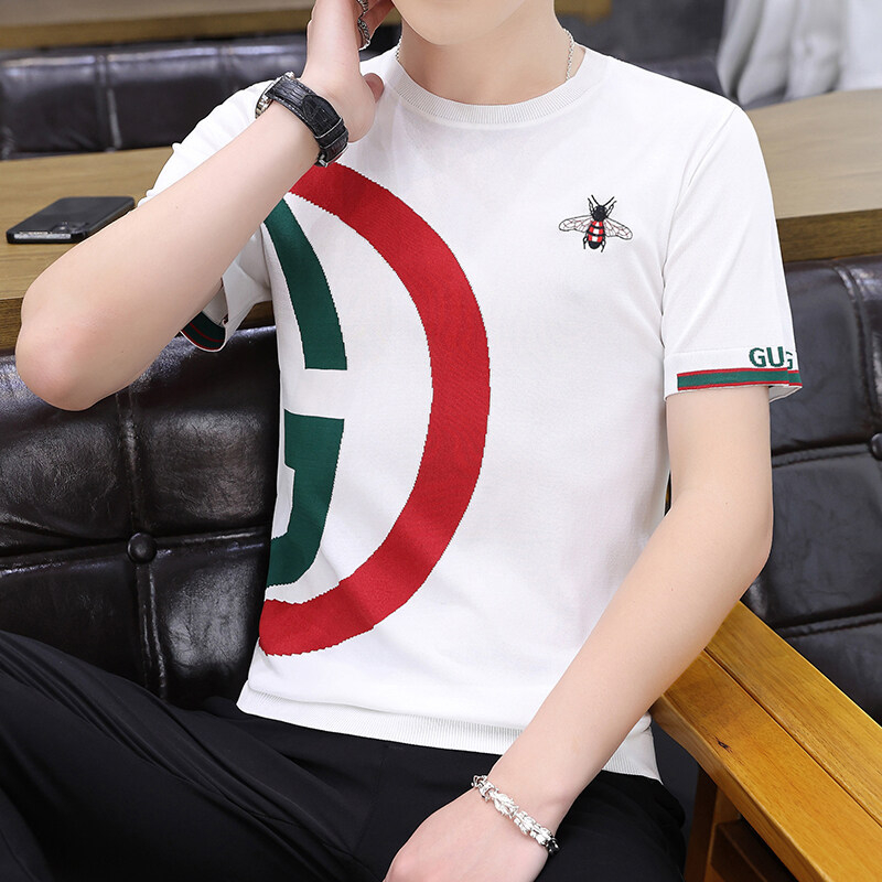 Muški T-shirt Harajuku stil, okrugli izrez, kratki rukav, pletene od konoplje