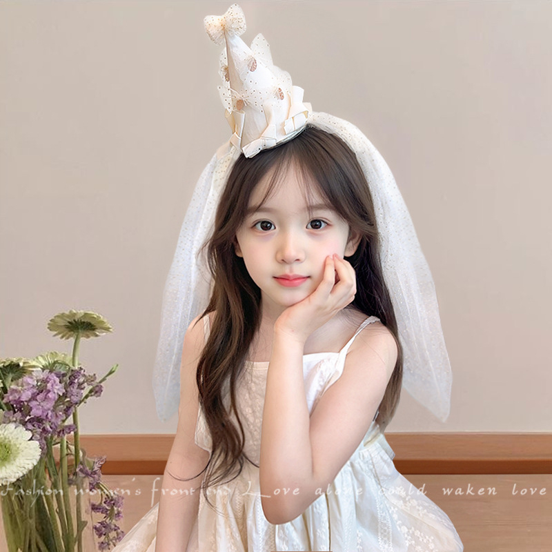 Čelenka u korejskom stilu s veo za rođendansku princezu, dječji dodaci za kosu i rekviziti za fotografiranje na zabavi