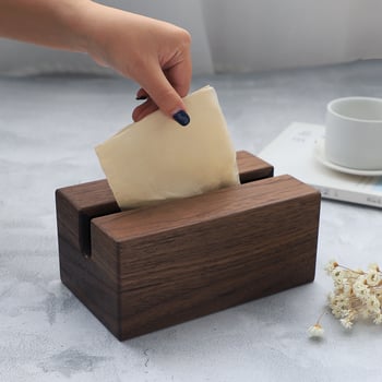 Kutija za papirnate maramice od crnog oraha, japanskog stila, minimalistički dizajn, drvo