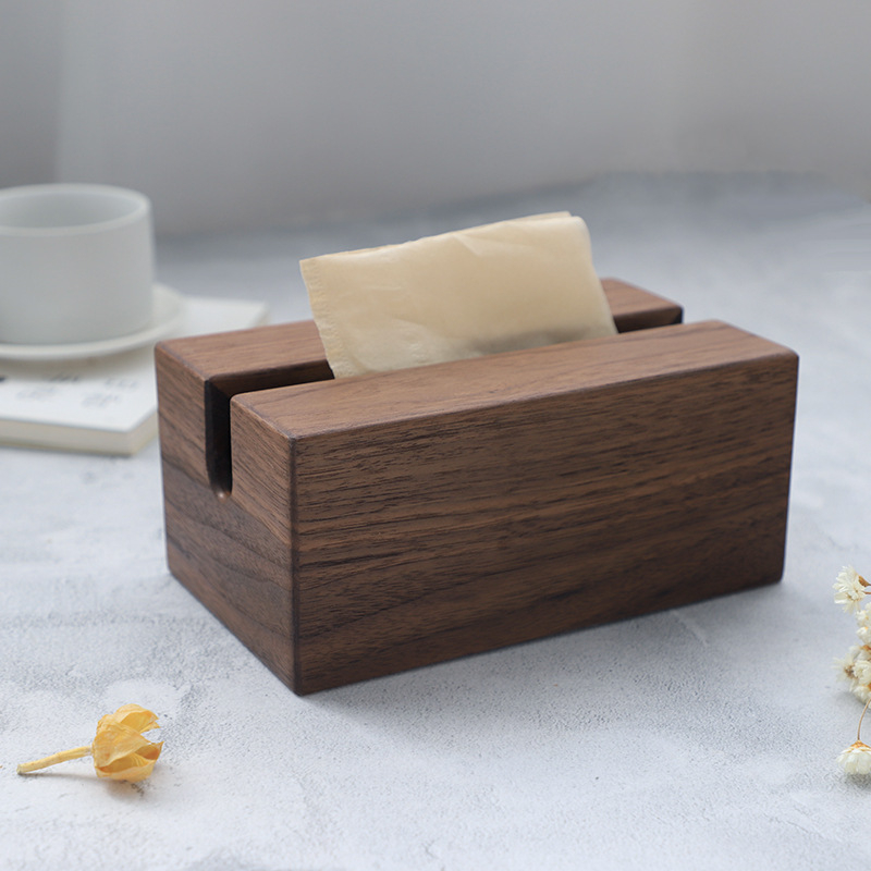 Kutija za papirnate maramice od crnog oraha, japanskog stila, minimalistički dizajn, drvo