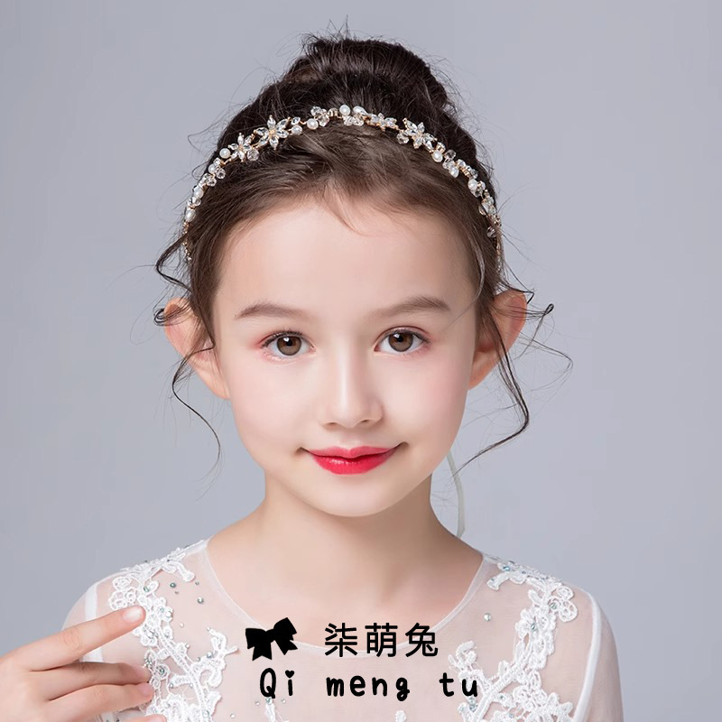 Dječja kosa s kristalima u princeskom stilu, čelenka s cvijetom za djevojčice, korejskog stila, za rođendane i nastupe