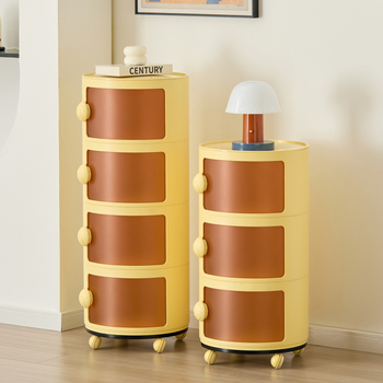 Noptieră nordică pentru copii, cu mai multe compartimente, din plastic, design modern minimalist, cu roți