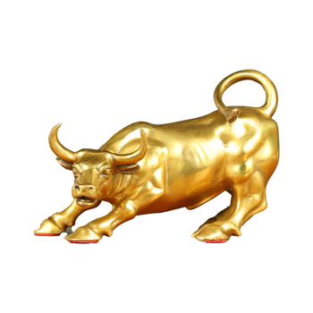 Réz bika dísz motívumokkal: Wall Street és zodiákus bika – kézzel készített fém dekoráció