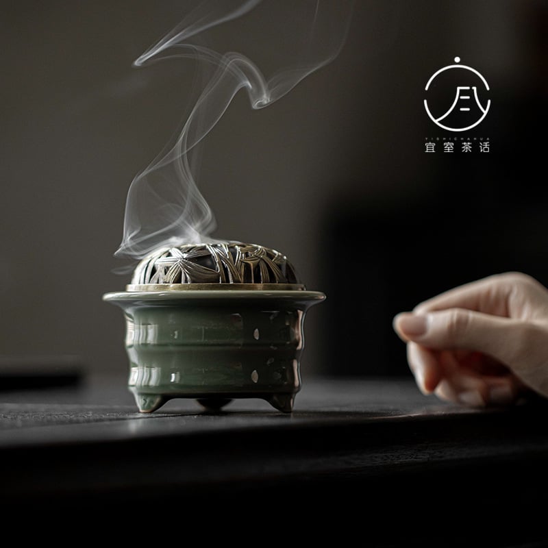 Yue-kiln Celadon kerámia tömjénégő, Song-dinasztia ihletésű, otthoni használatra és teaszobába