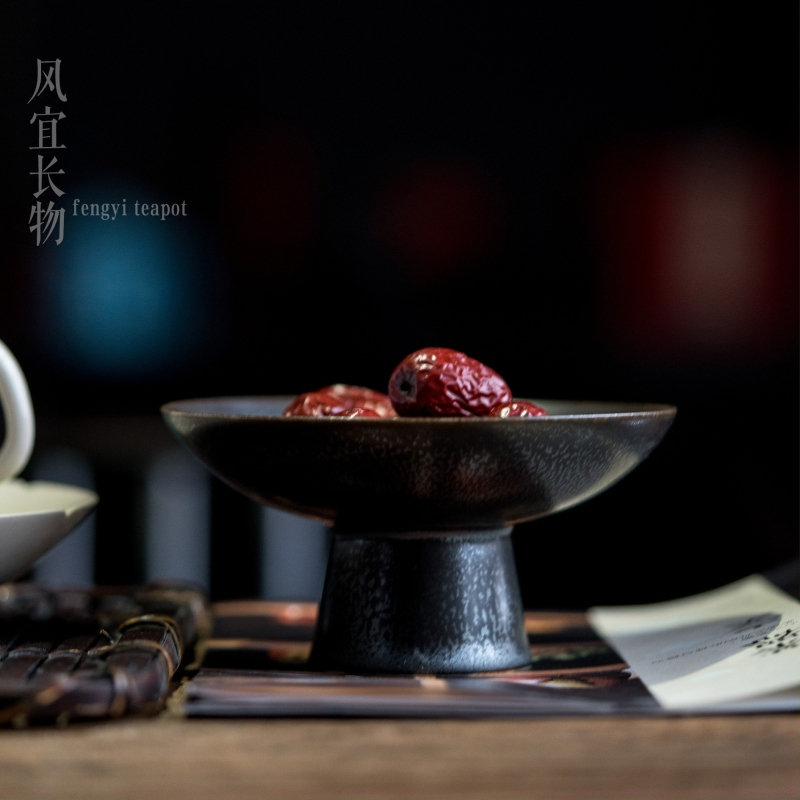 Čínskeho štýlu ručne vyrobený vysoký tanier na dim sum, keramický podnos s modrou glazúrou